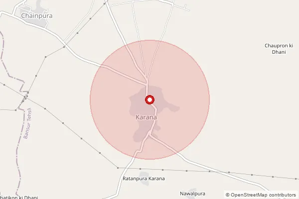Map showing approximate area covered by Pincode 301024 — Basaijogian B.O, Alwar