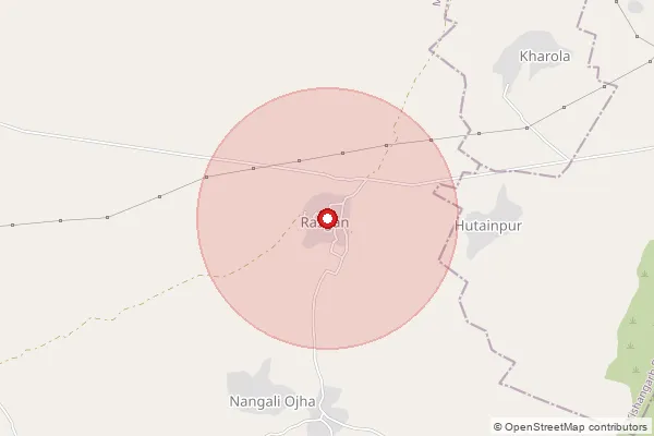 Map showing approximate area covered by Pincode 301025 — Rasgaon B.O, Alwar