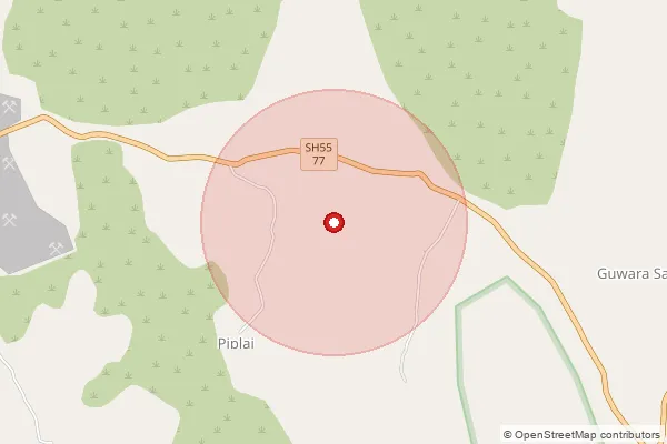 Map showing approximate area covered by Pincode 301027 — Jhiri B.O, Alwar