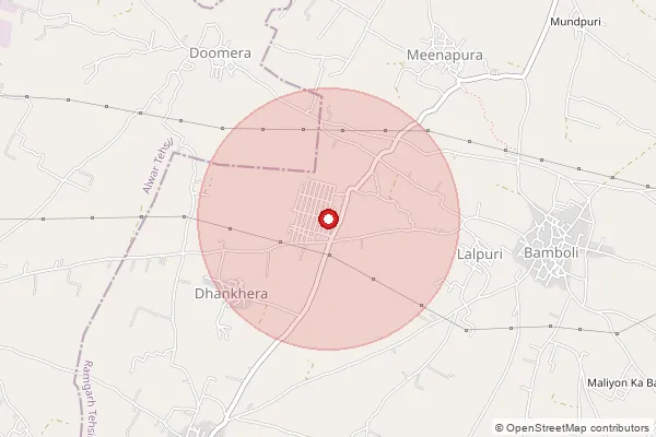 Map showing approximate area covered by Pincode 301030 — Bhageet B.O, Alwar