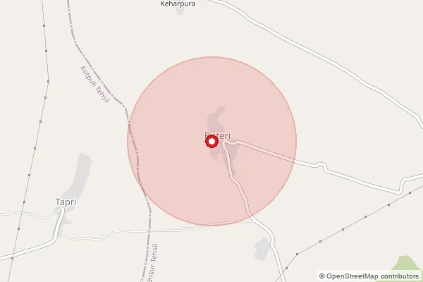 Map showing approximate area covered by Pincode 301402 — Bhupsera B.O, Alwar