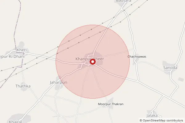 Map showing approximate area covered by Pincode 301403 — Harsauli S.O, Alwar