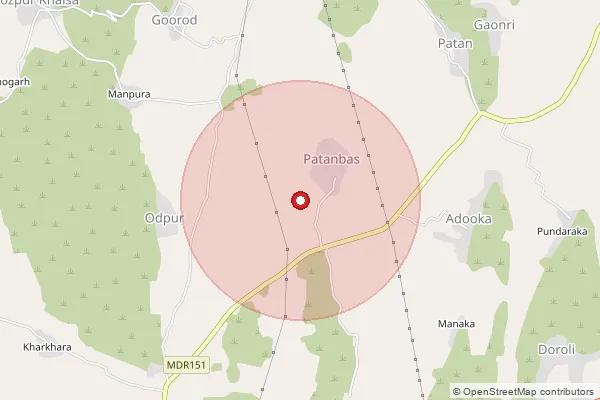 Map showing approximate area covered by Pincode 301414 — Bahali B.O, Alwar