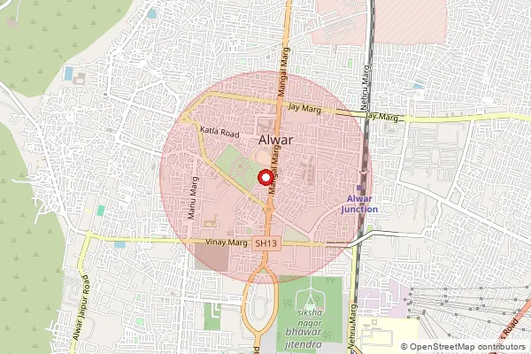 Map showing approximate area covered by Pincode 301416 — Rampur S.O (Alwar), Alwar
