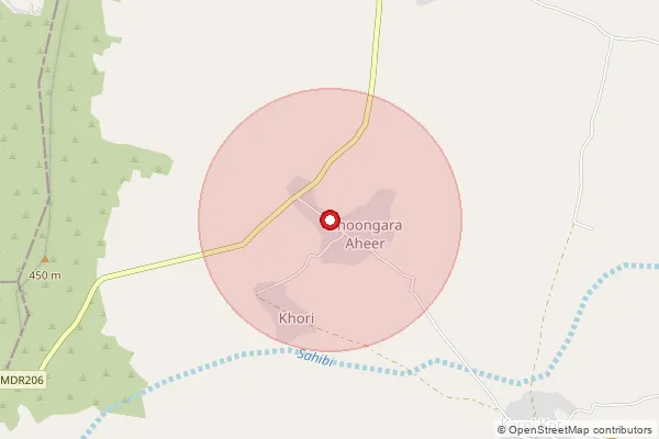 Map showing approximate area covered by Pincode 301427 — Peepli B.O, Alwar