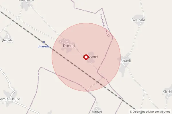 Map showing approximate area covered by Pincode 301604 — Phari B.O, Alwar