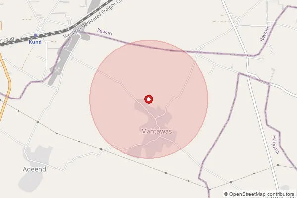 Map showing approximate area covered by Pincode 301704 — Giglana B.O, Alwar