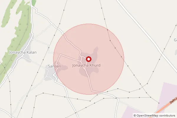 Map showing approximate area covered by Pincode 301706 — Gugalkota B.O, Alwar