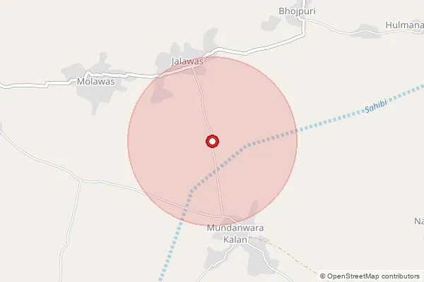 Map showing approximate area covered by Pincode 301714 — Sanoli B.O, Alwar