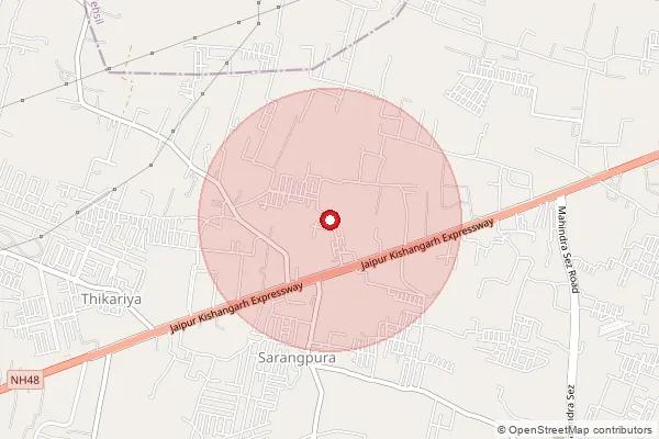 Map showing approximate area covered by Pincode 302042 — Bad Ke Balaji S.O, Jaipur