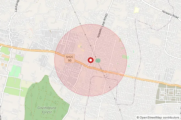 Map showing approximate area covered by Pincode 302044 — Govindpura S.O., Jaipur