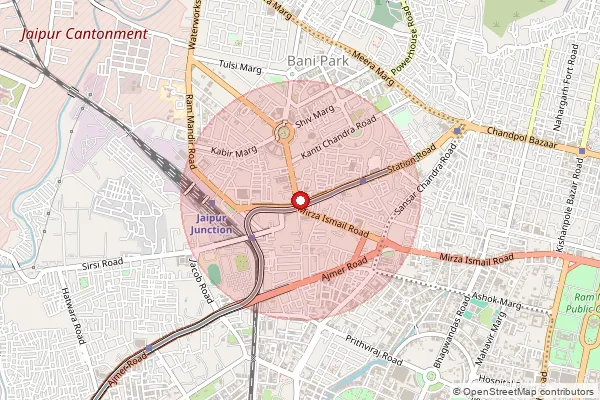 Map showing approximate area covered by Pincode 302046 — Bhanpur Kalan S.O, Jaipur