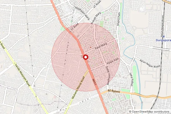 Map showing approximate area covered by Pincode 302047 — Ndc Mansarowar, Jaipur