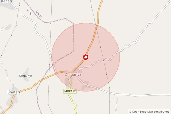 Map showing approximate area covered by Pincode 303004 — Lawain So, Dausa