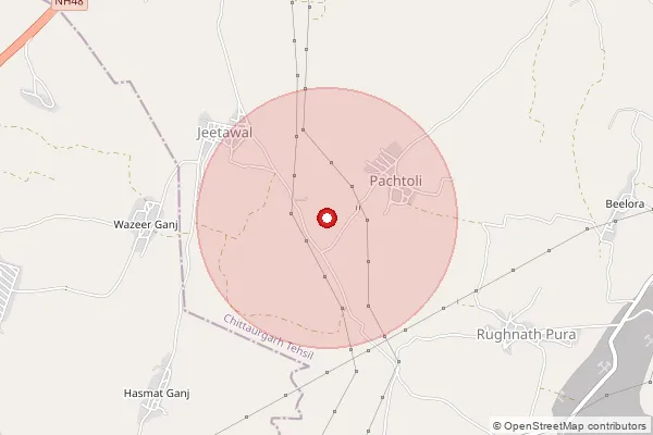 Map showing approximate area covered by Pincode 303012 — Faliawas Bo, Jaipur