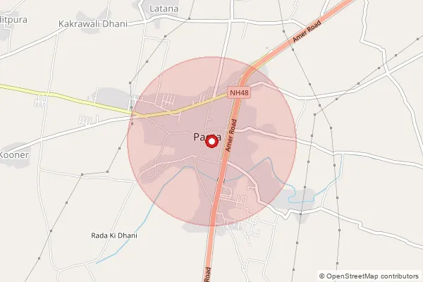 Map showing approximate area covered by Pincode 303106 — Paotajaipur So, Jaipur