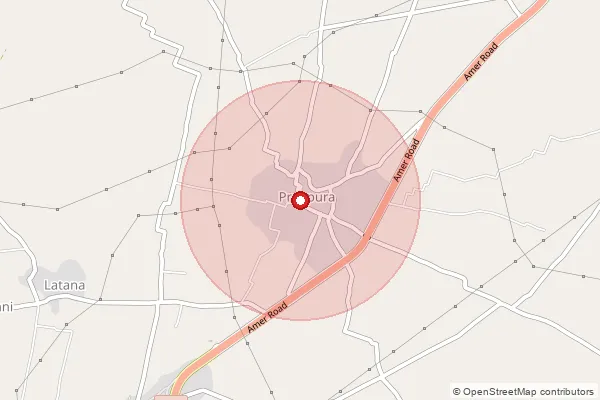 Map showing approximate area covered by Pincode 303107 — Pragpura So, Jaipur