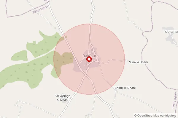 Map showing approximate area covered by Pincode 303110 — Kairodi Bo, Jaipur