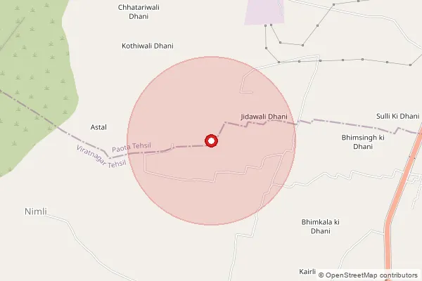 Map showing approximate area covered by Pincode 303119 — Antela Bo, Jaipur