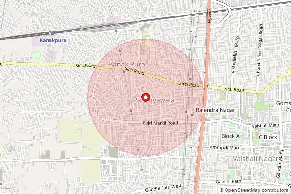 Map showing approximate area covered by Pincode 303122 — Vedaant Gyan Valley So, Jaipur