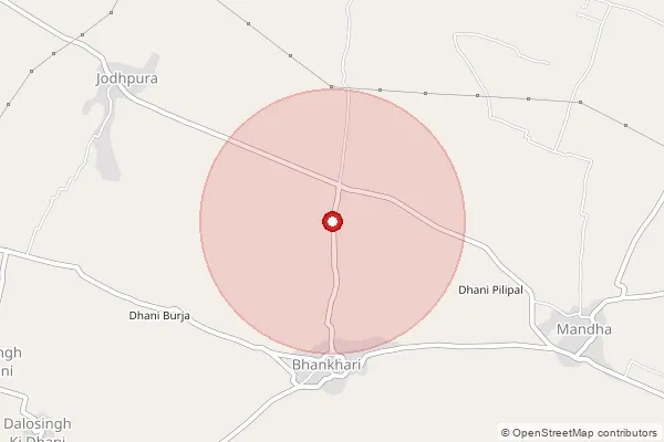Map showing approximate area covered by Pincode 303303 — Dausa Ho, Dausa