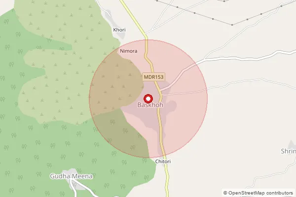 Map showing approximate area covered by Pincode 303305 — Dharampura Bo, Jaipur
