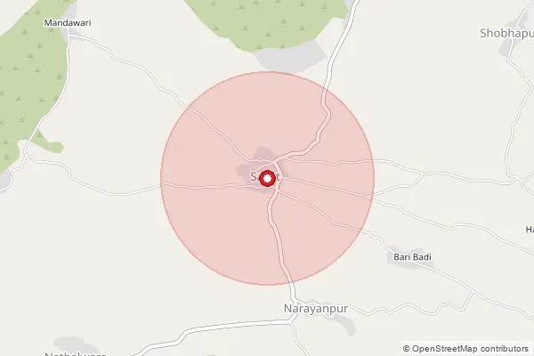 Map showing approximate area covered by Pincode 303315 — Bewai So, Dausa