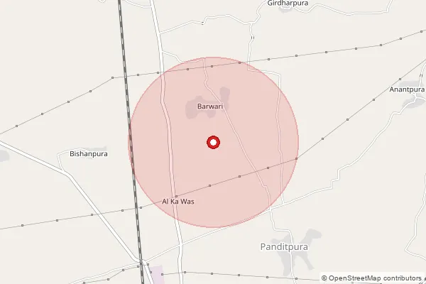Map showing approximate area covered by Pincode 303327 — Keshrisinghpura B.O, Dausa