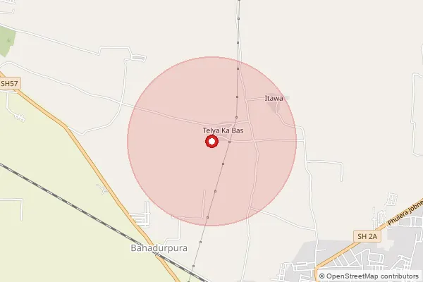 Map showing approximate area covered by Pincode 303338 — Akoda Bo, Jaipur