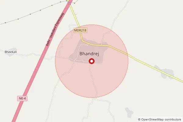 Map showing approximate area covered by Pincode 303501 — Bhandarej So, Dausa