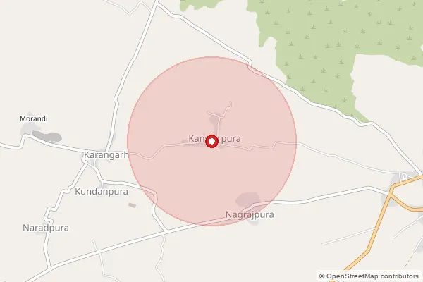 Map showing approximate area covered by Pincode 303507 — Bishanpura Bo, Dausa