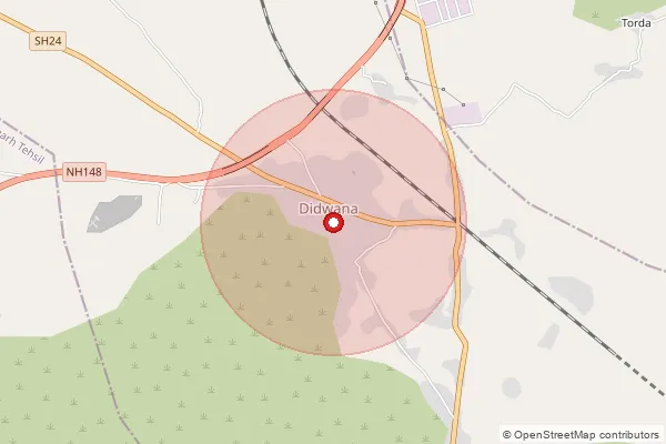 Map showing approximate area covered by Pincode 303511 — Didwana So, Dausa