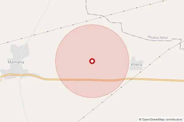 Map showing approximate area covered by Pincode 303807 — Hathnoda Bo, Jaipur