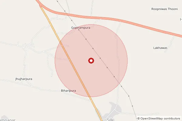 Map showing approximate area covered by Pincode 303901 — Tamariya Bo, Jaipur