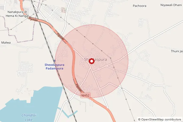 Map showing approximate area covered by Pincode 303905 — Mohanpura Bo, Jaipur