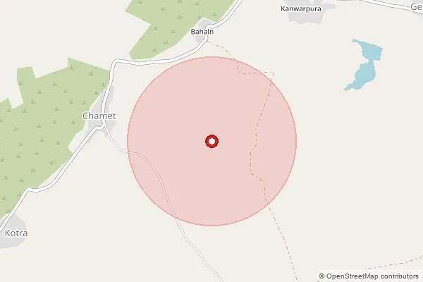 Map showing approximate area covered by Pincode 304026 — Gurai B.O, Tonk