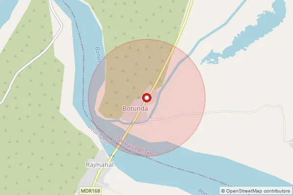 Map showing approximate area covered by Pincode 304804 — Botunda B.O, Tonk