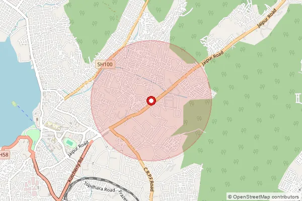 Map showing approximate area covered by Pincode 305001 — Ajmer H.O, Ajmer