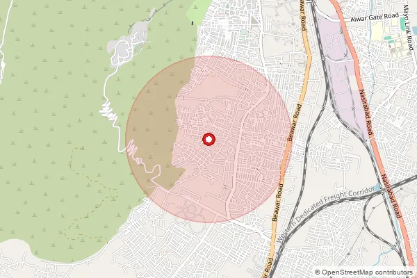 Map showing approximate area covered by Pincode 305003 — Dorai B.O, Ajmer