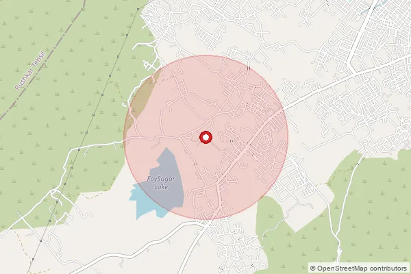 Map showing approximate area covered by Pincode 305005 — Ajaiser B.O, Ajmer