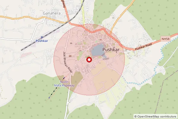 Map showing approximate area covered by Pincode 305022 — Bhagwan Pura B.O, Ajmer