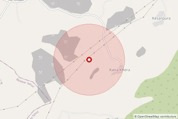 Map showing approximate area covered by Pincode 305202 — Rudlai B.O, Ajmer