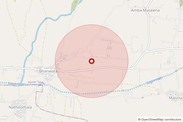 Map showing approximate area covered by Pincode 305206 — Bhaonta B.O, Ajmer