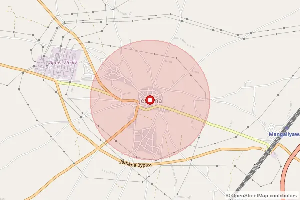 Map showing approximate area covered by Pincode 305207 — Alipura B.O, Ajmer