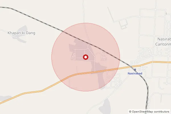 Map showing approximate area covered by Pincode 305401 — Bhwani Khera S.O, Ajmer