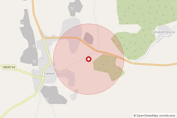 Map showing approximate area covered by Pincode 305407 — Ghatiyali B.O, Ajmer