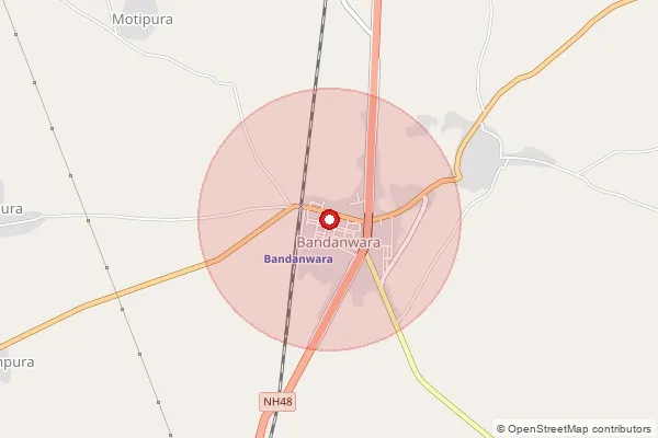 Map showing approximate area covered by Pincode 305621 — Chhachhundra B.O, Ajmer