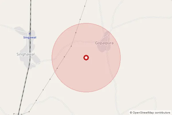 Map showing approximate area covered by Pincode 305624 — Ratakot B.O, Ajmer