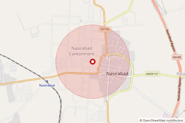 Map showing approximate area covered by Pincode 305627 — Jotayan B.O, Ajmer