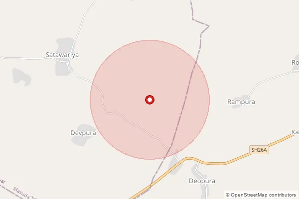 Map showing approximate area covered by Pincode 305630 — Begliawas B.O, Ajmer